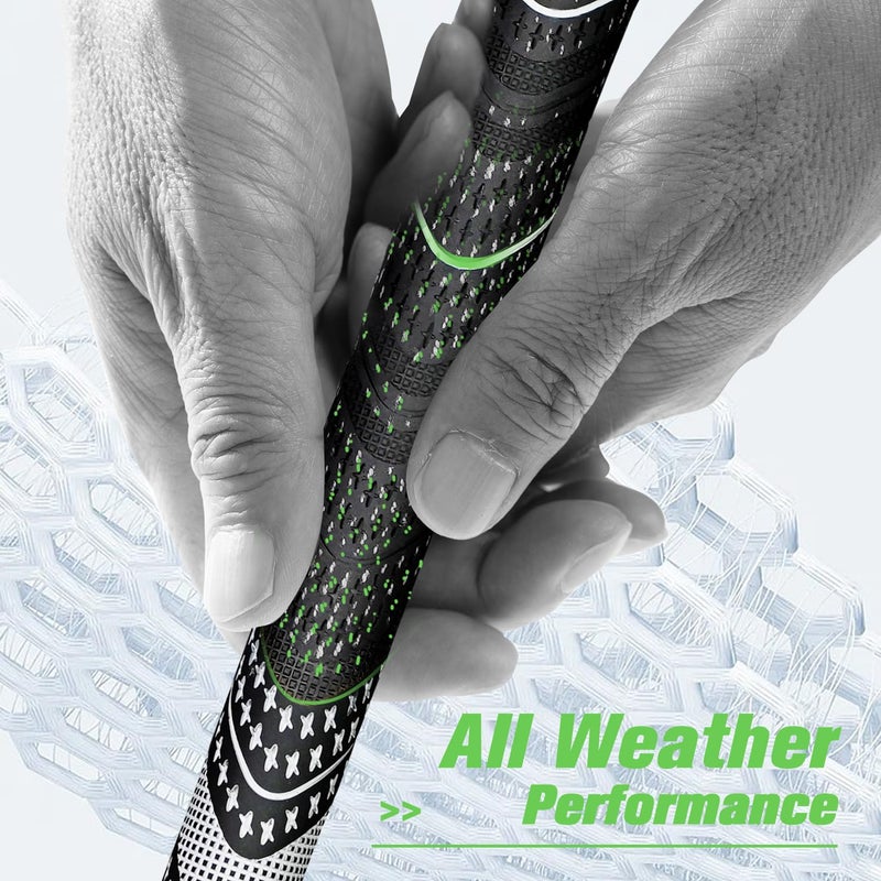 Geoleap Golf Grips Set of 13- Cord Rubber Compound Material, Hybrid Golf Club Grips, All Weather Performance.(Black, Standard) - Image 3